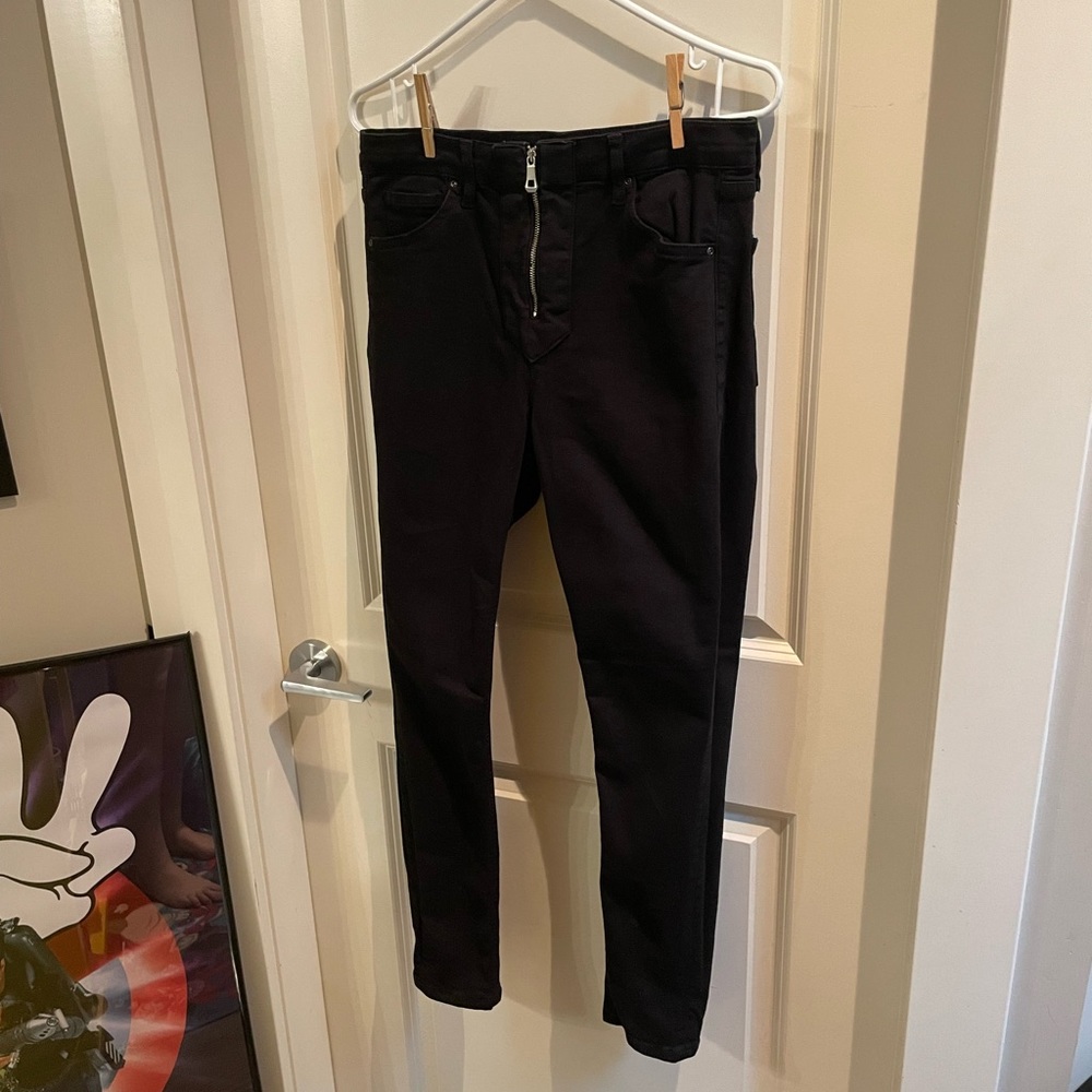 Topshop Black Moto Skinny Zippered Jeans with Lace Up Calf Details